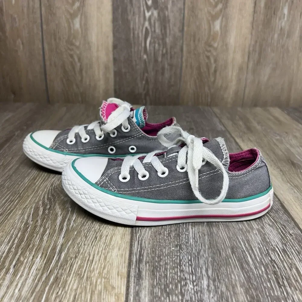 Converse Chuck Taylor All Star Double Tongue Juniors Youth US Size 11 Gray Pink